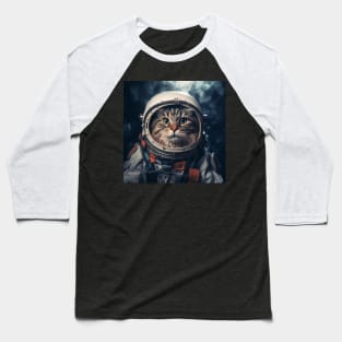Astronaut Cat in Space - Norwegian Forest Cat Baseball T-Shirt